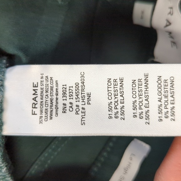 NEW Frame Le High Straight Cropped Jeans Pine Green 24 super stretch denim - Picture 13 of 14